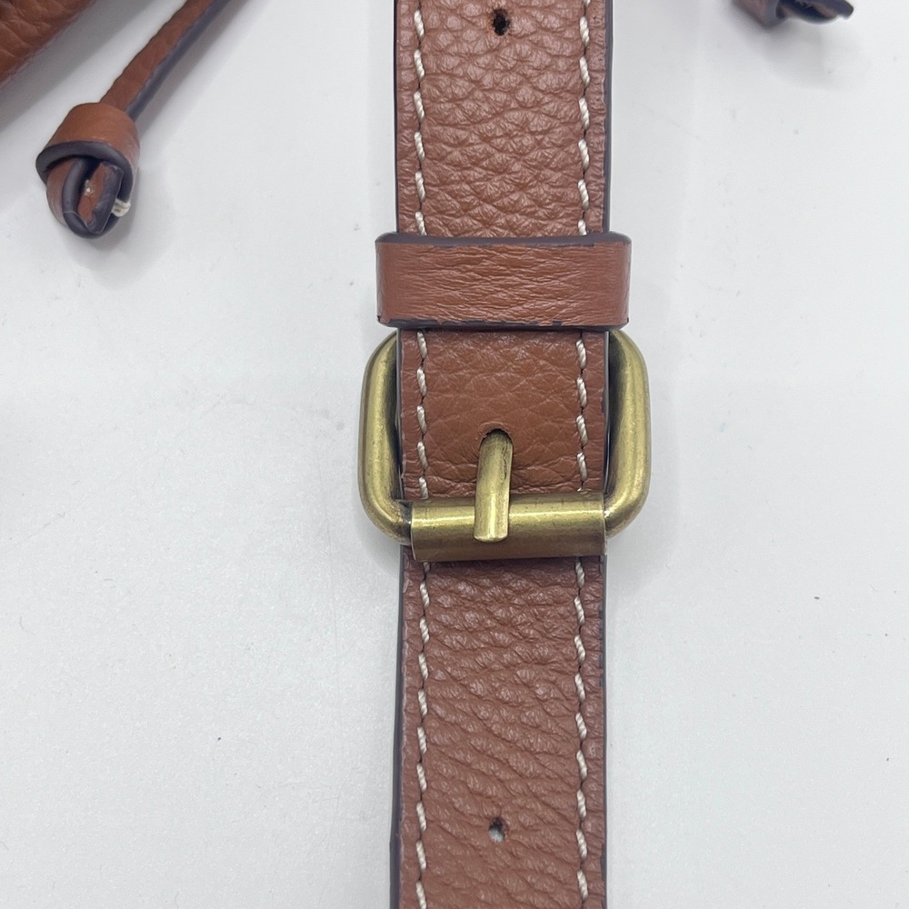 Lucky Brand Cognac Pebbled Leather Belt Bag Fanny Pack Brown White Stitching - Picture 3 of 9